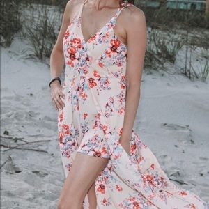 Romper with maxi/dress like overlay